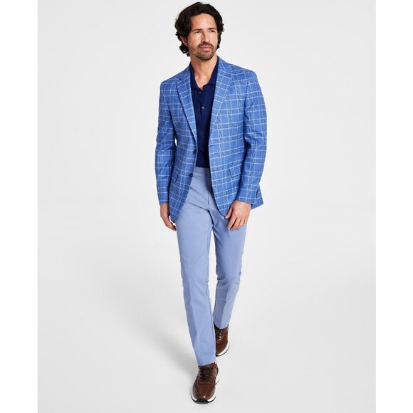 Tommy Hilfiger Men's Modern Fit Check Sport Coat Suit Jacket Blue $295 B4HP